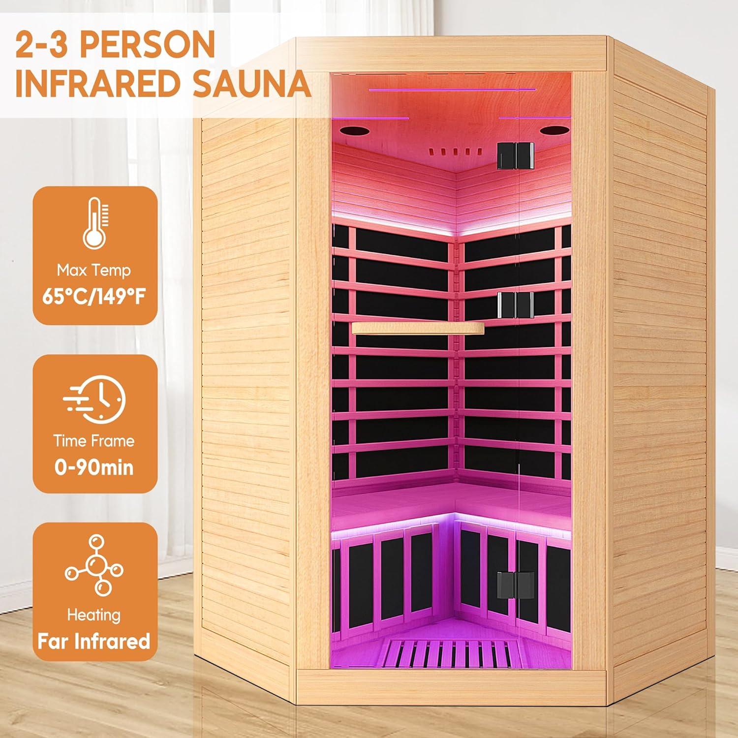 Our 2-3 Person Infrared Corner Sauna: Compact Luxury